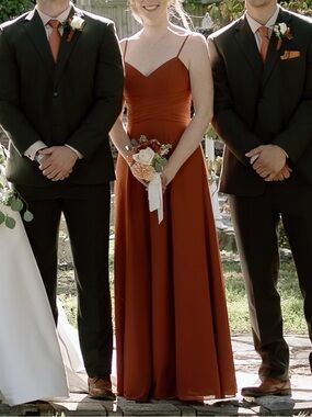 Celebrate DB Studios Chiffon Back Tie A-Line Maxi Dress in Cinnamon size 6